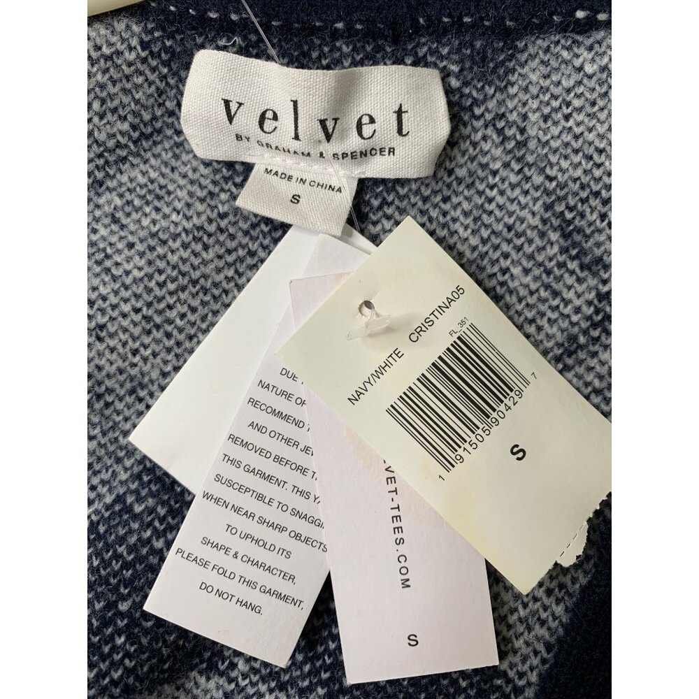 Velvet Graham & Spencer Argyle Navy Grandpa Crop Cardigan Sweater S RM10202 NWT - Picture 7 of 10